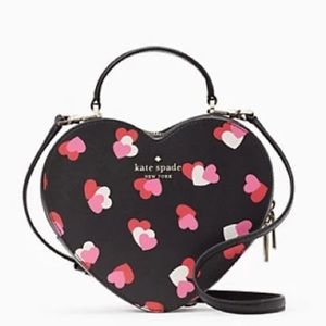 🎁 BEAUTIFUL KATE SPADE BEAUTIFUL BLACK HEART LOVE SHACK CROSSBODY STRAP INCLUD